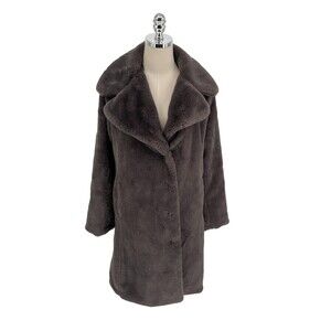 Avec Les Filles Coat Women's Size Small Gray Brown Faux Fur Jacket Winter